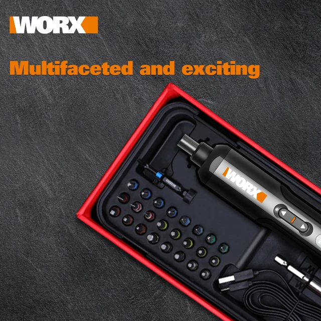 Worx 4V Mini Electrical Screwdriver Set WX240 Smart Cordless Electric Screwdrivers USB Rechargeable Handle with 26