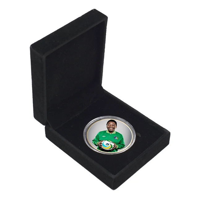 The King of Football Pele Gold Plated Commemorative Coin Set with Coin Holder Football Challenge Coins Souvenir Gift style 18
