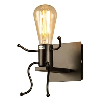 

New Creative wall lamp E27 Man shape sconce Cute light Iron interior wall light for Bedroom Office Cafe Bar Hotel