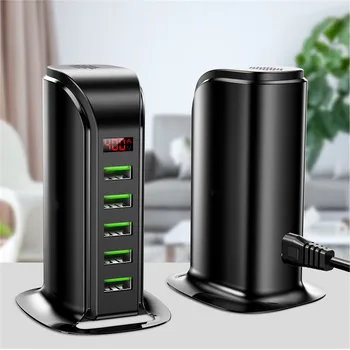 

5 Ports USB Charger HUB Dock LED Display Multi USB Charging Station Universal Mobile Phone Desktop Home Wall Charger EU UK Plug