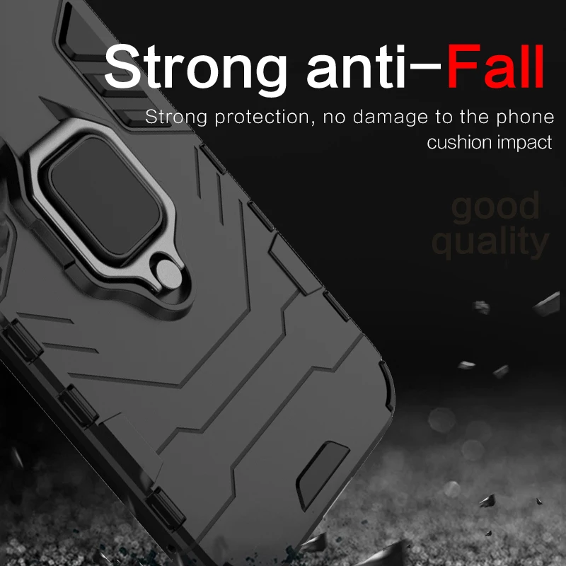 

Shockproof Phone Case For Xiaomi Redmi Note 8 9 9S 9T 10 K40 Ring Holder For Poco X3 NFC Magnetic Sheet Back Cover