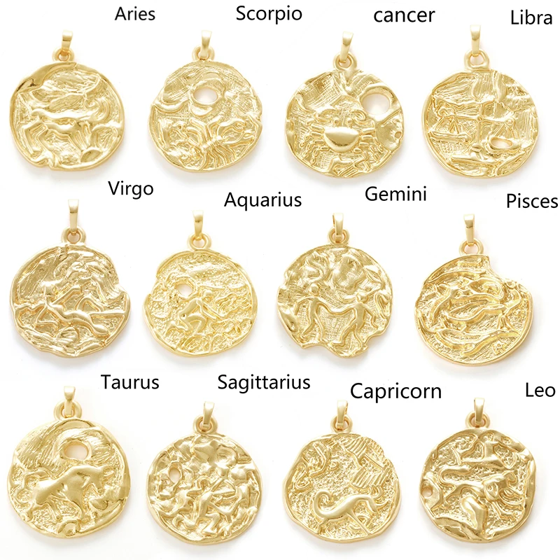 12 Constellation Zodiac Charms for Jewelry Making Bulk Gold Diy Earring