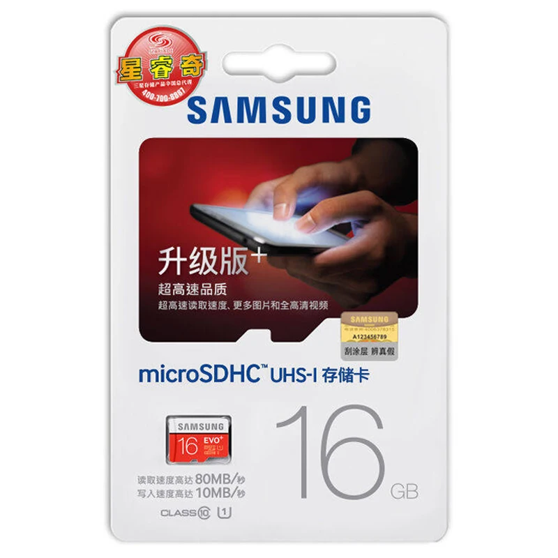 Карта памяти MicroSD SAMSUNG EVO+ Micro SD 16 Гб MicroSDHC Class10 слот для карт памяти UHS-I TF/SD карты Модуль памяти TransFlash MicroSDXC 64 ГБ для смартфонов