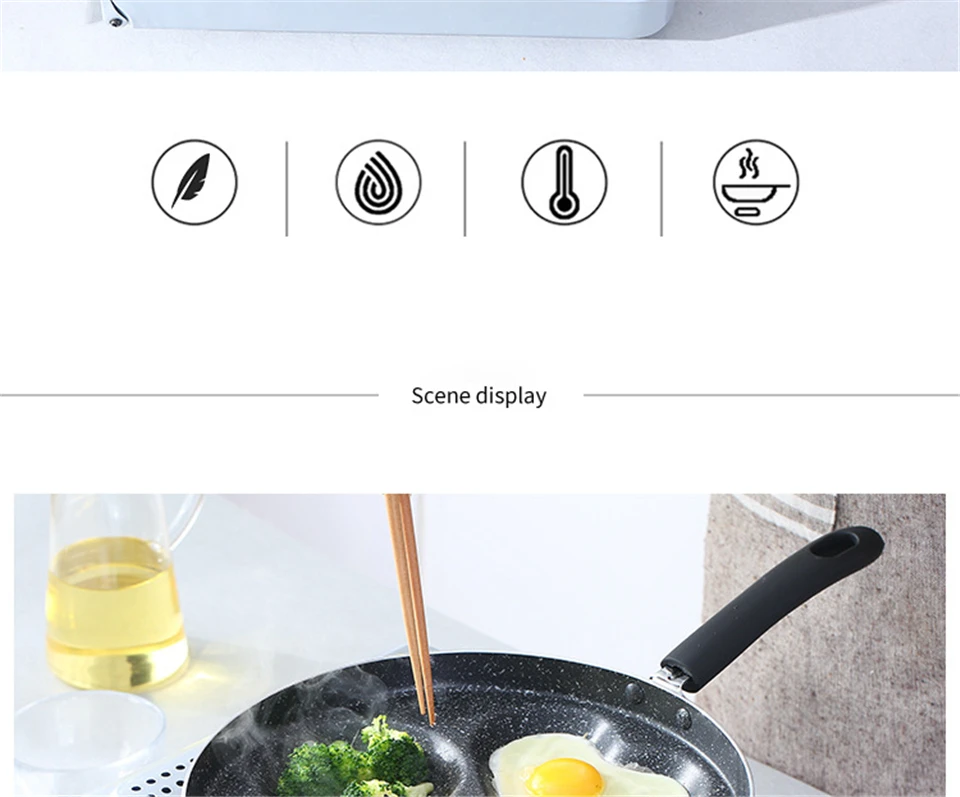 28 см четыре отверстия сковорода для омлета для яиц ветчины блинница сковороды креативный антипригарный без масла-дыма для завтрака гриль сковорода