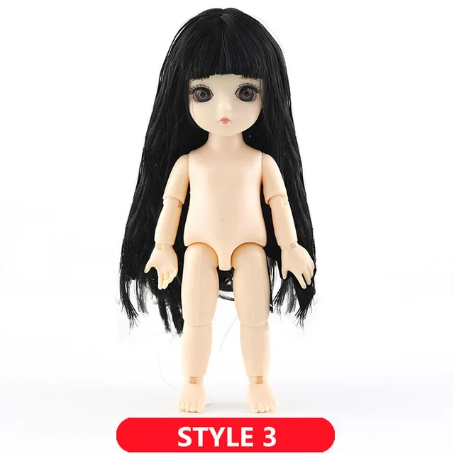 STYLE 3 BJD кукла 13 подвижная соединенная 16 см Обнаженная тело красивая принцесса 3D глаза модные куклы игрушки для девочек Рождественский подарок - Цвет: STYLE 3