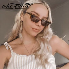 Винтажные черные узкие Угловые женские солнцезащитные очки, брендовые Ретро леопардовые крошечные кошачьи оправы 90 S, солнцезащитные очки для женщин 576B