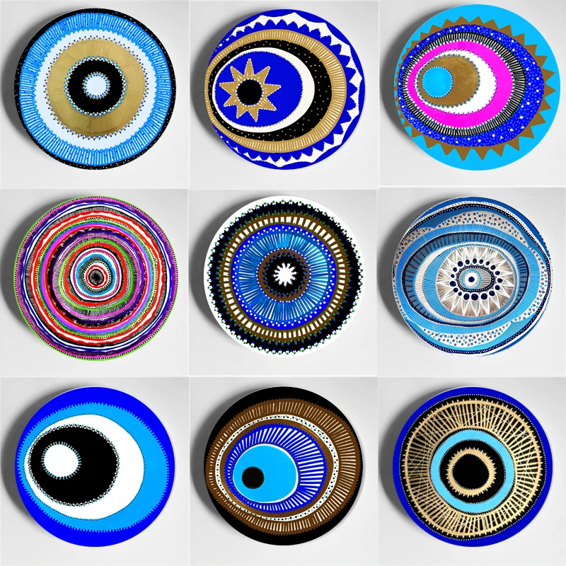 Colourful Bohemian Decorative Plate High End Evil Eye Painting Wall