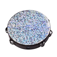 10 дюймов деревянный лучистый бубен колокольчик ручной барабан с двойными рядами джинглов Сияющий отражающий барабан головка ударный инструмент