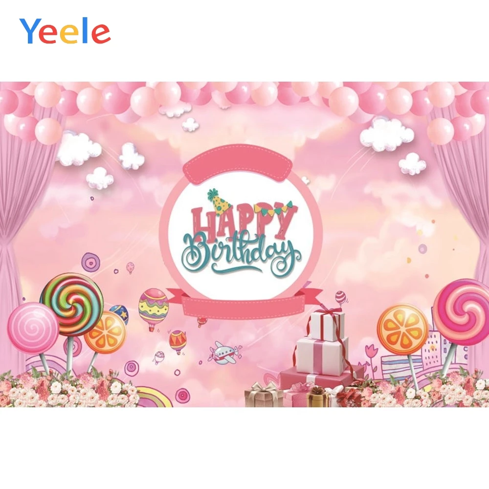 

Candy Bar Backdrop Sweet Dessert Donut Balloon Curtain Newborn Baby Birthday Party Photography Backgrounds For Photo Studio