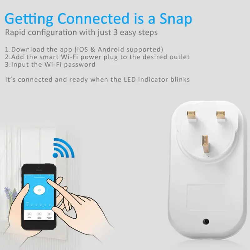 FFYY-Basic Wifi умная розетка, беспроводная вилка, умный дом, переключатель питания, розетки, работают с Alexa Google Assistant, Uk Plug