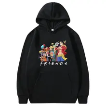 

Anime One Piece Luffy Roronoa Zoro Nami Sanji Friends Print Hoodie Straw Hat Group Sweatshirt Men Women Casual Loose Sweatshirts