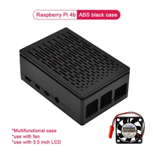 Raspberry pi 4 caso abs preto escudo multifuncional de proteção fácil instalar suporte 3.5 polegada tela lcd ou ventilador para rpi 4