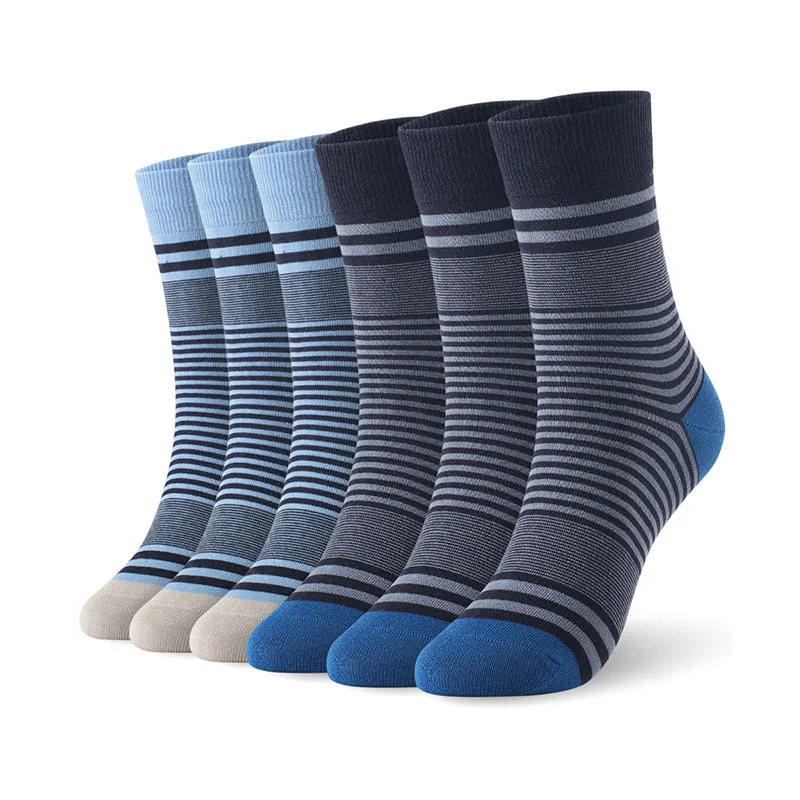 Men cotton socks stripped man large size socks 6pairs/lot UK SIZE 7-11 EUR SIZE 40-46 1002 VKMONY - Цвет: Blue3Darkblue3