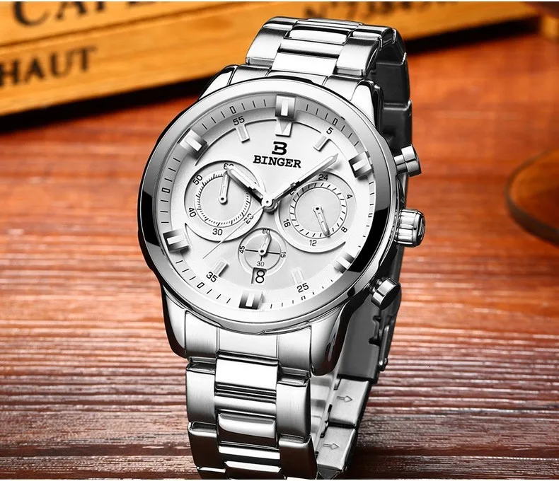 BINGER Luxury Chronograph Sport Watch