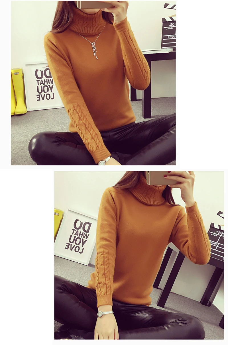 Высокое качество Женский водолазка зимний свитер кашемир трикотажный облегающий плюс толстый женский свитер и пуловеры женский джемпер