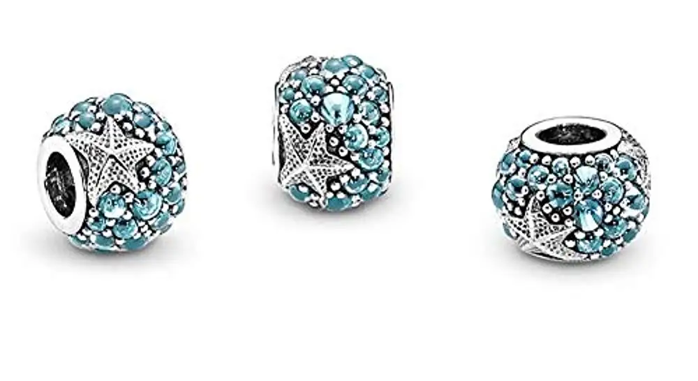 Настоящее 925 пробы, серебряные, синие, морские звезды, Пузырьковые Подвески с заклепками, подходят для оригинальных браслетов Pandora, сделай сам, ювелирные изделия для женщин, подарок