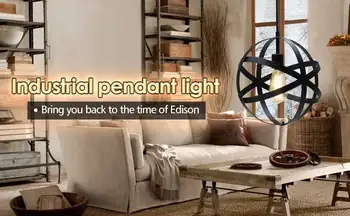 

110V E26 60W Industrial Metal Pendant Light Spherical Light Rustic Chandelier Vintage Hanging Cage Ceiling Light