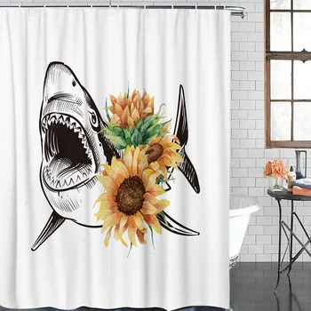

Bathroom Shower Curtains Marine Life Shark Sunflower Waterproof Polyester Fabric Shower Curtain Home Decoration Bathroom Curtain
