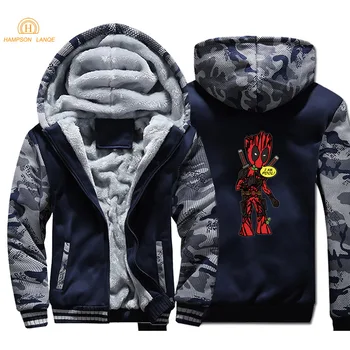 

Superhero Movie Deadpool & I Am Groot Men Hoodies 2020 Autumn Winter Hot Thick Camouflage Men's Sweatshirts Plus Size Jackets