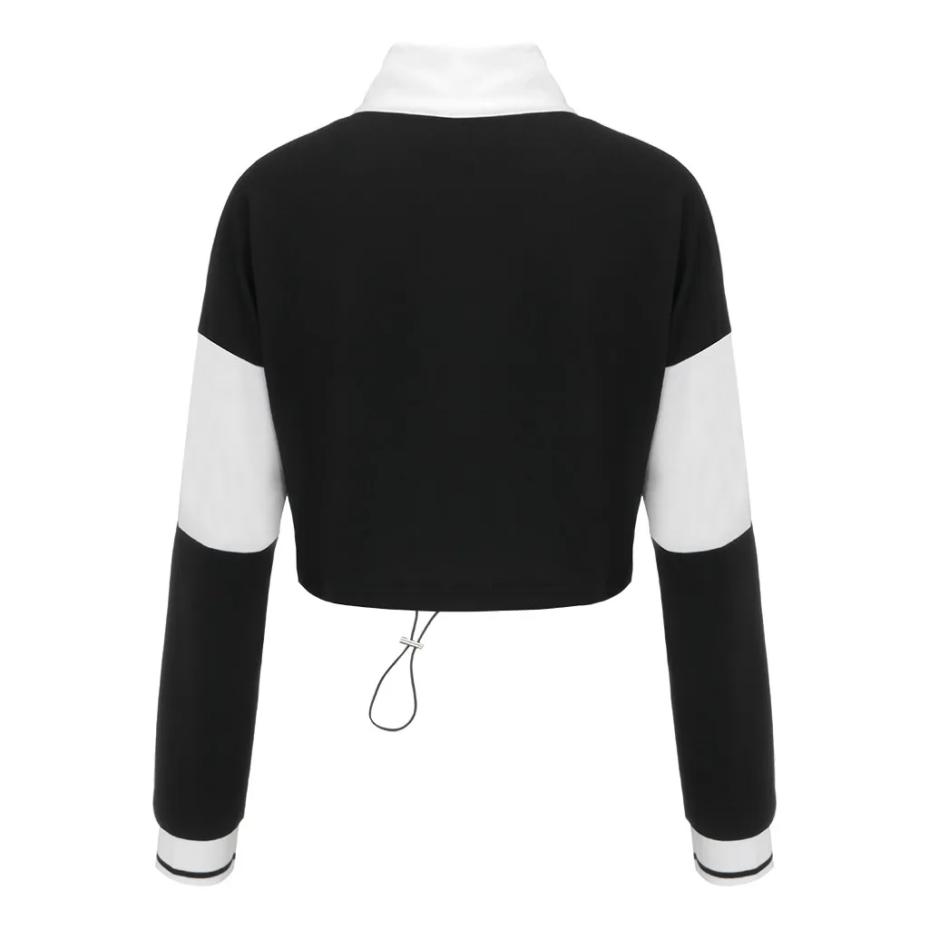 Jaycosin 2019 Fashion Autumn Women Zipper Patchwork Sweatshirt Stylish Long Sleeve Comfortable Casual Pullover Blouse Top 104#10