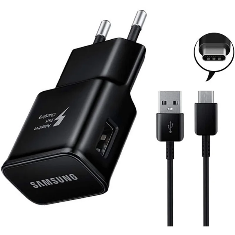 wallcharger Samsung 9V1.67A 15W Usb Adaptive Fast Charger Quick Charge Adapter 1.2M Type C Cable for Galaxy S10 S9 S8 Plus Note 8 9 A50 baseus 65w