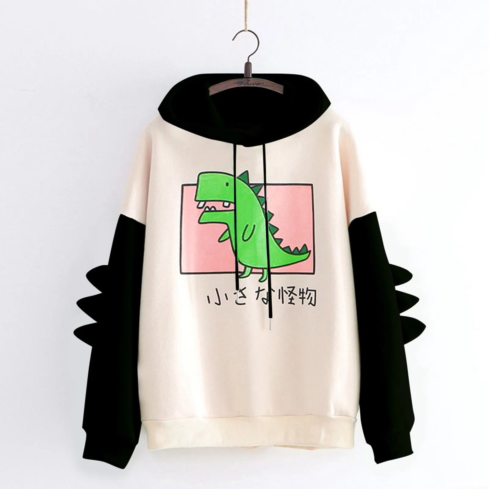 Hoodies Women Fashion Splice Dinosaur Print Sweatshirt Tops Casual Long Sleeve kawaii Clothes ropa mujer толстовка женская топ 2