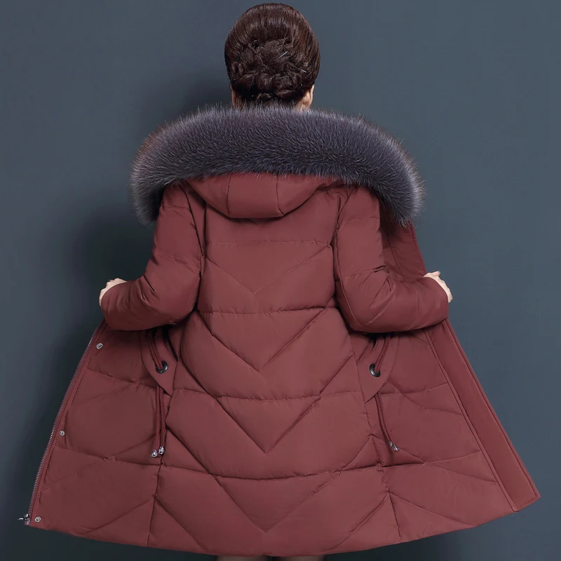 Размера плюс XL-7XL зимнее пальто для мамы среднего возраста Женская куртка средней длины с толстой хлопковой подкладкой