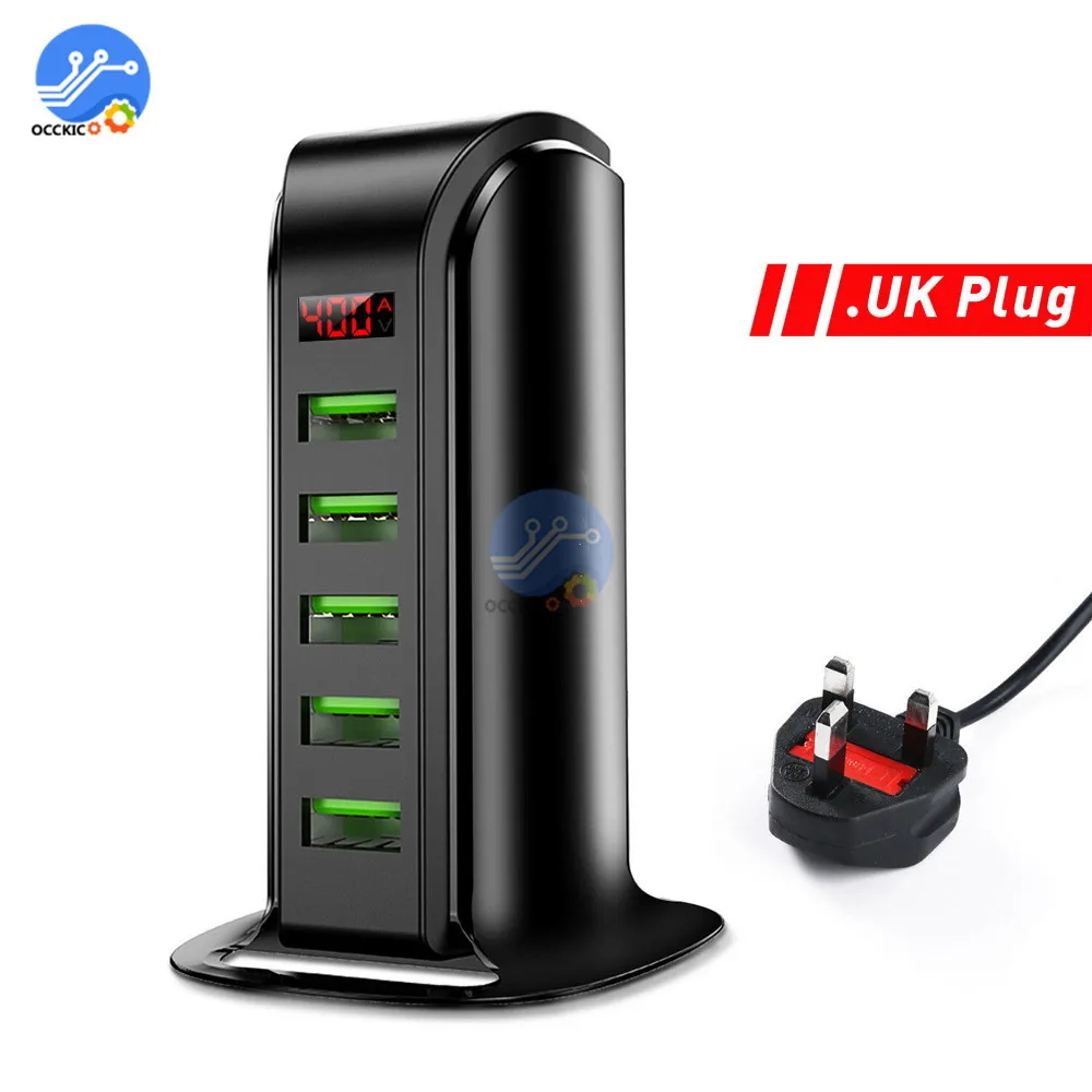 5 портов USB зарядное устройство адаптер концентратор светодиодный дисплей мульти usb зарядная станция для универсального мобильного телефона настенное зарядное устройство США ЕС Великобритания вилка