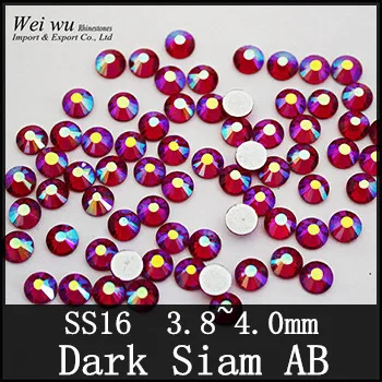 SS16 12 граней круглые стеклянные камни Siam AB не горячая фиксация Стразы для дизайна ногтей