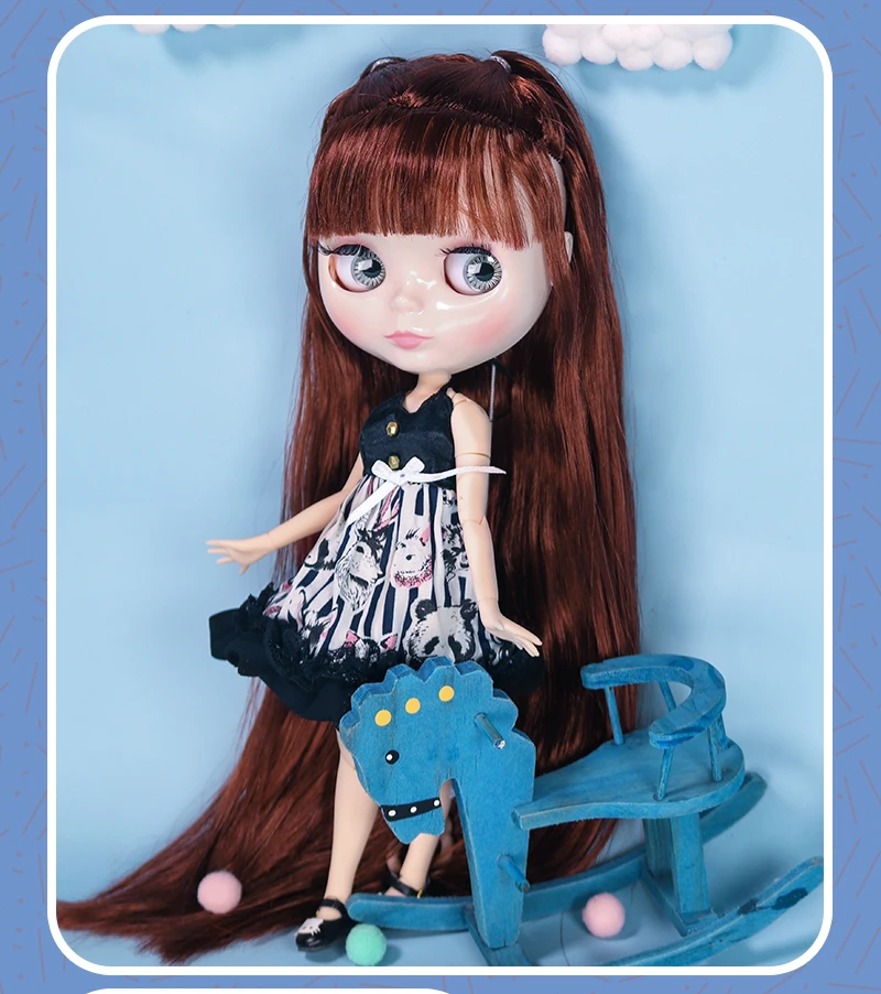 Hope – Premium Custom Neo Blythe Doll with Brown Hair, White Skin & Shiny Cute Face 1