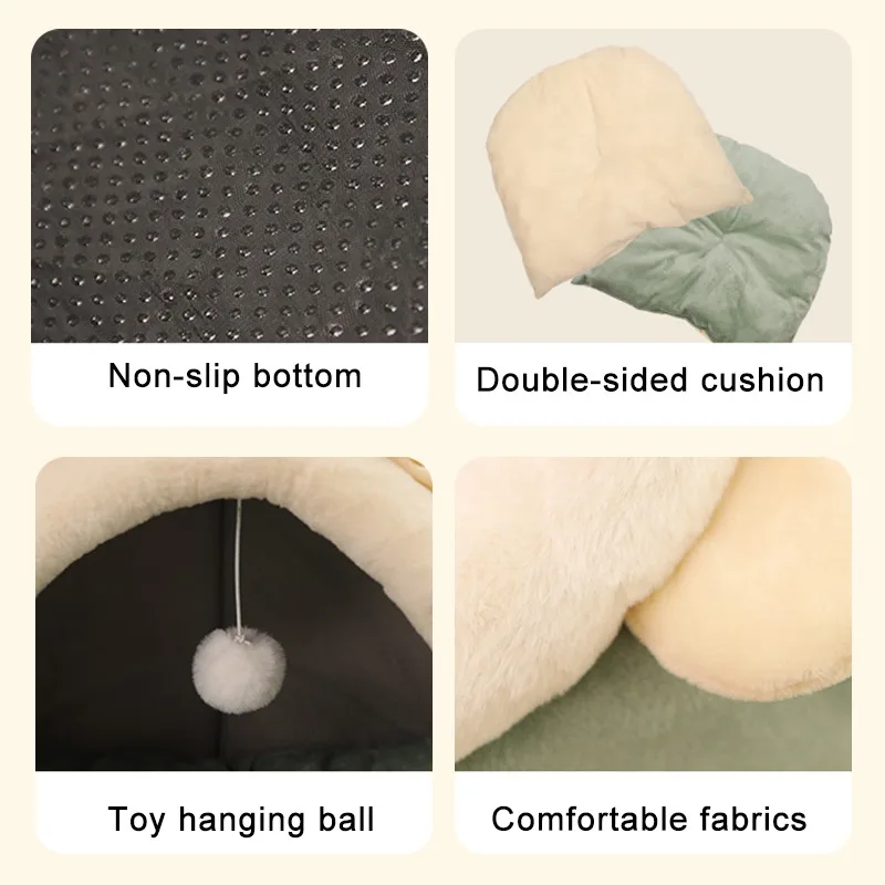 Cute Cat Bed Warm Pet Basket Cozy Kitten Lounger Cushion Cat House Tent Very Soft Small Dog Mat Bag For Washable Beds For Cats