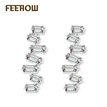 FEEHOW популярные модные серьги-гвоздики с маленькими кристаллами, кубическим цирконием, корейский стиль, украшения для женщин, свадебные вечерние серьги FWEP2023