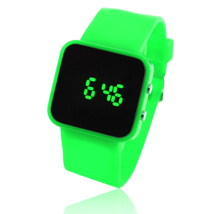 

Square LED Watch Men And Women Students Kids' Watch Birthday Gift Electronic Night Light Mirrow Watch Korean-style Fruit