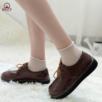 

Spring and summer Korean Japanese socks women's solid color no crotch curling wild socks elastic cotton sweat absorbing socks