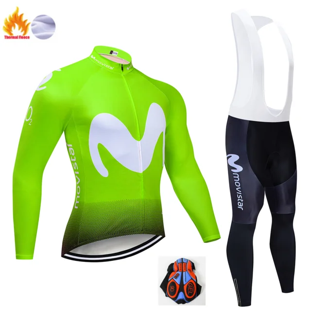 Movistar Pro team зимний теплый флисовый длинный комплект одежды, Мужская велосипедная майка, одежда для велоспорта, одежда для велоспорта - Цвет: 8