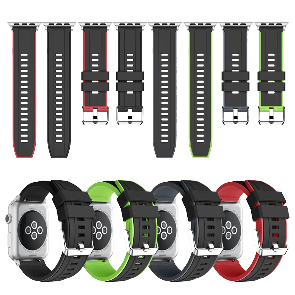 

New Silicone Wrist Strap Band for Apple watch 4 44mm 40mm Replace Bracelet Bands for iWatch Series 1 2 3 42mm 38mm Watchband