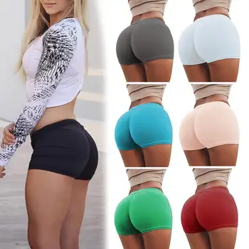 

Sexy Summer Women Solid Color High Waist Push Up Hot Slim-Fit Biker Shorts