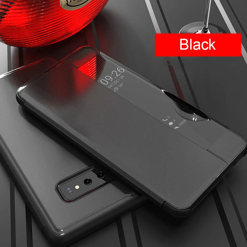 Роскошный кожаный флип-чехол для samsung Galaxy S9 S8 Plus, противоударный чехол для samsung S10 Plus S10e Smart View, чехол для телефона - Цвет: Black