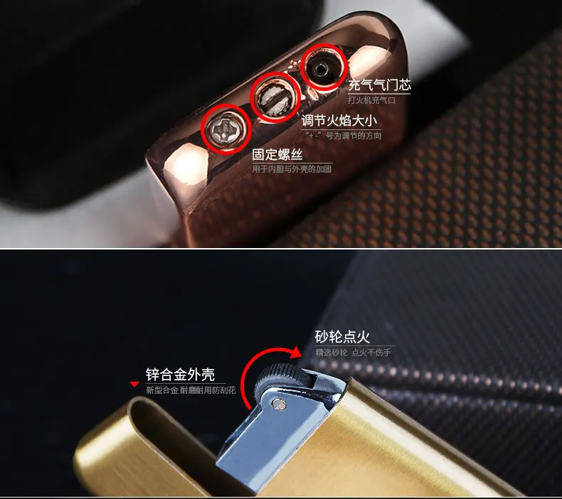 Description Picture 5 of itemPersonalized Grinding Wheel Metal Creative Inflatable Lighter Creative Open Flame Lighter Cigarette Accessories Gas Lighter