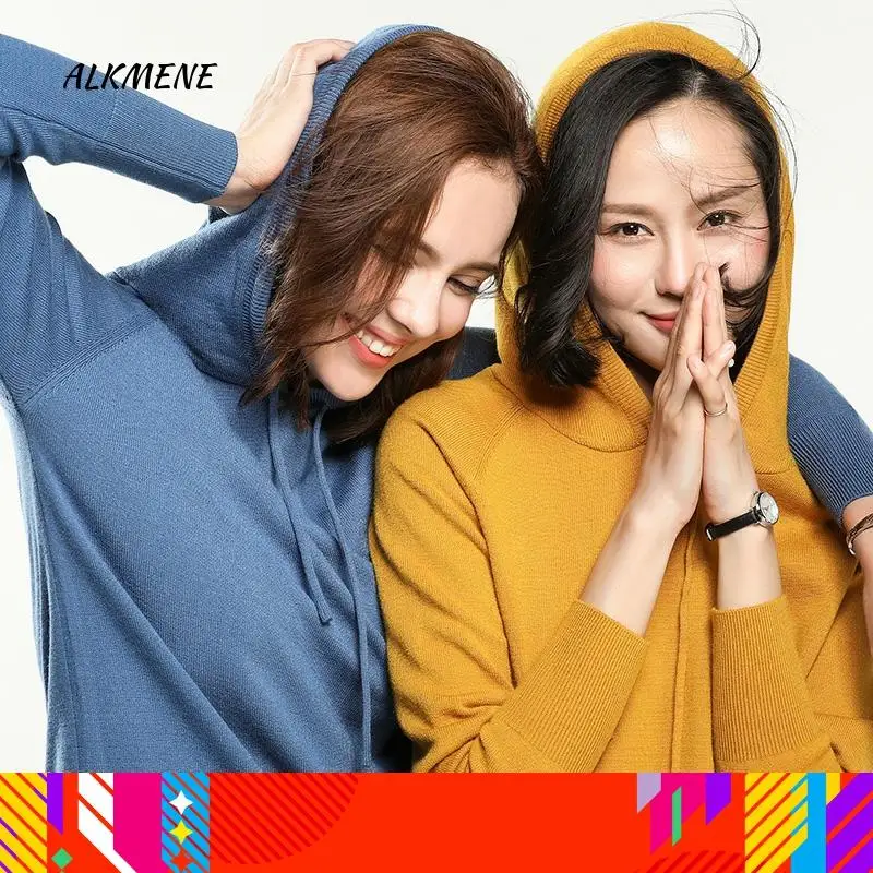 Женский пуловер с капюшоном осенние и зимние модели длинными рукавами Свободный