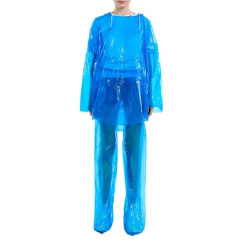 

2pcs Women Men Waterproof Disposable Raincoat Adult Split Hooded Rainwear Set Outdoor Hooded Suit Rain Coats