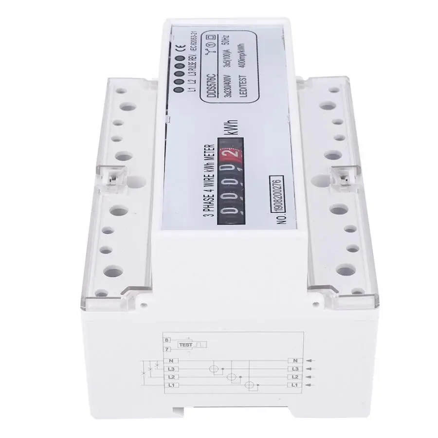 energy meter 3 Phase 4 Wire DIN Rail Energy Meter Wattmeter Electricity Pulse Counter digital wattmeter