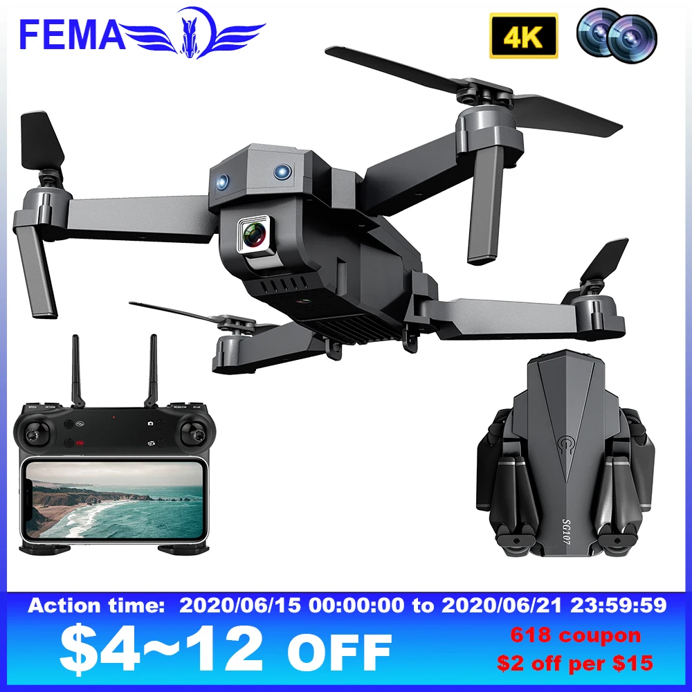 

FEMA SG107 Mini Drone with 4K Wide Angle Camera FPV Hight Altitude Hold Dron Foldable RC Quadcopter Toys VS E58