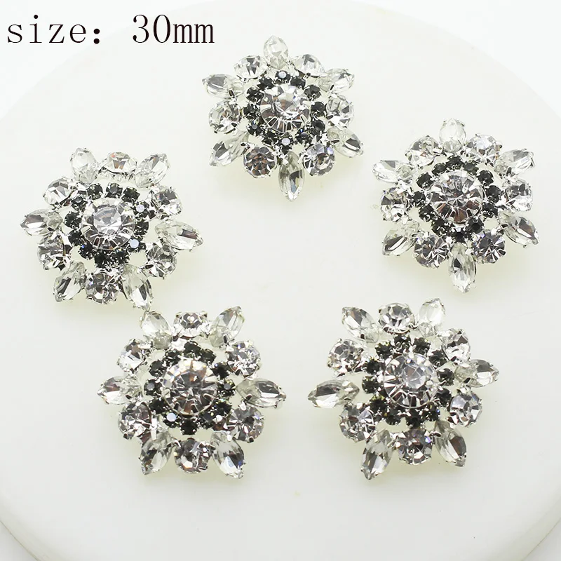 

New 5pcs alloy flower clothing accessories button diy crystal Findings craft with buttonhole button rhinestone buckle