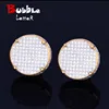 14MM Gold Color Big Round Stud Earring AAAA Cubic Zircon Screw Back Men's Earrings Fashion Hip Hop Jewelry 1