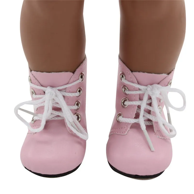 Кукольные сапоги, обувь для девочек высотой 43 см, кукольная обувь белого, черного, красного, розового, золотистого цвета для девочек 18 дюймов, американские кукольные аксессуары - Цвет: Розовый