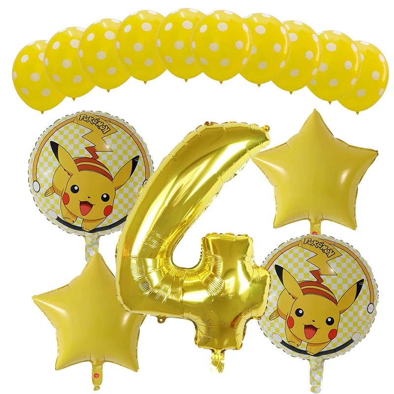 15 шт./партия, 30 дюймов, воздушный шар с изображением покемона Пикачу, воздушные шары из фольги 1, 2, 3, 4, 5, 6, 7, 8st, детские игрушки для дня рождения, украшения - Цвет: Многоцветный
