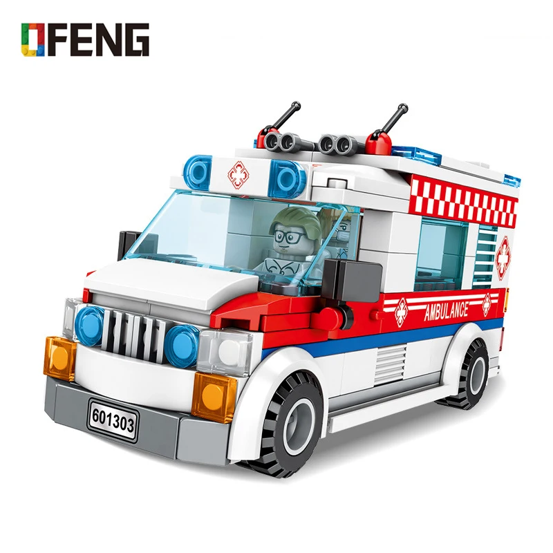 

Sembo 601303 City Series Building Blocks Street View Ambulances Car Motorcycle Model Educational Bricks Toy for Children Gift