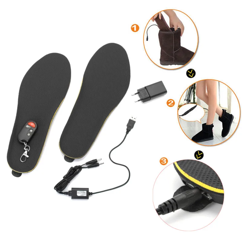 BSAID Electric Heated Insoles Remote Control, Adjustable Length Autumn Winter Foot Warmer Heating Insoles Shoes Boots Foot Pads