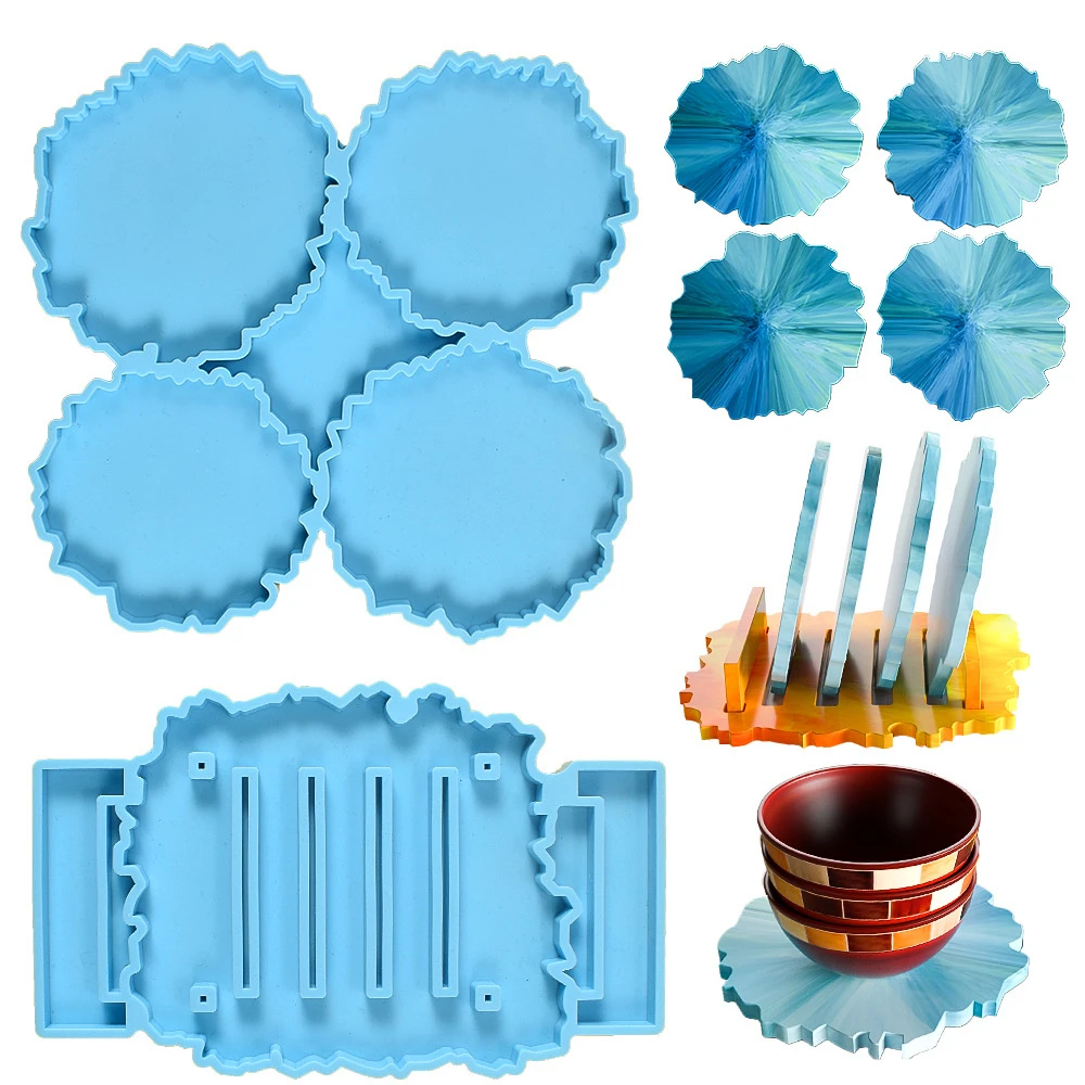 Silicone Coaster Mat Storage Holder Set Resin Casting Mold Epoxy Mould DIY MjPeM